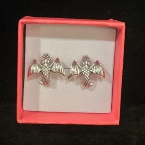 Silver Dragon Stud Earrings - Women's Jewelry